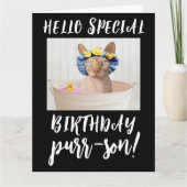 SPHYNX HAIRLESS CAT BIRTHDAY-WENSKAARTEN KAART (Voorkant)
