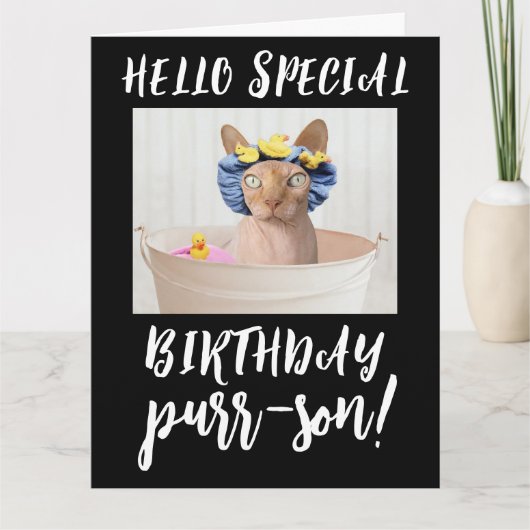 SPHYNX HAIRLESS CAT BIRTHDAY-WENSKAARTEN KAART (Voorkant)