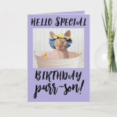 SPHYNX HAIRLESS CAT BIRTHDAY-WENSKAARTEN KAART (Voorkant)