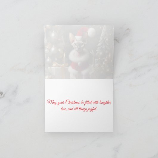 Sphynx Hairless Cat Christmas Card  Bedankkaart (Binnen)