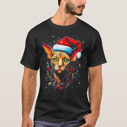 Sphynx Hairless Cat Christmas T-shirt (Voorkant)