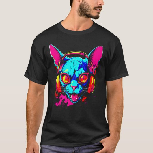Sphynx Hairless Cat DJ T-shirt (Voorkant)