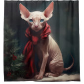 Sphynx Hond in Sneeuw Kerstmis Douchegordijn (Voorkant)