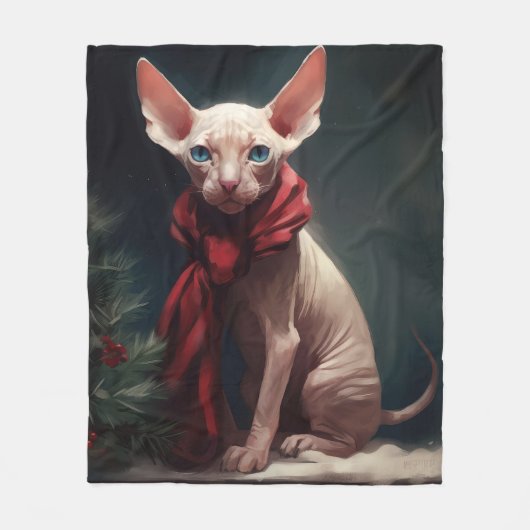 Sphynx Hond in Sneeuw Kerstmis Fleece Deken (Voorkant)