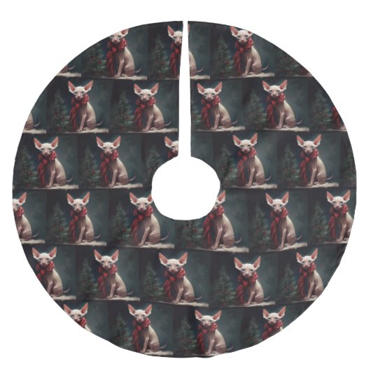 Sphynx Hond in Sneeuw Kerstmis Kerstboom Rok (Voorkant)