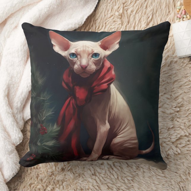 Sphynx Hond in Sneeuw Kerstmis Kussen (Deken)