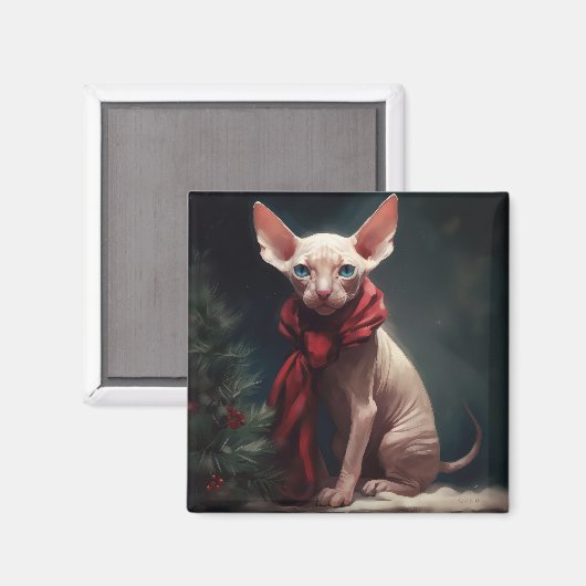 Sphynx Hond in Sneeuw Kerstmis Magneet (Voorkant / Achterkant)