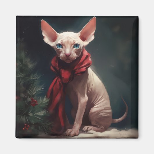 Sphynx Hond in Sneeuw Kerstmis Magneet (Voorkant)