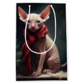 Sphynx-hond in Sneeuw Kerstmis Medium Cadeauzakje (Voorkant)