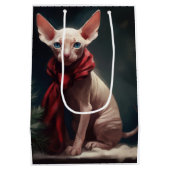 Sphynx-hond in Sneeuw Kerstmis Medium Cadeauzakje (Achterkant)