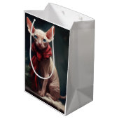 Sphynx-hond in Sneeuw Kerstmis Medium Cadeauzakje (Achterkant Gekanteld)