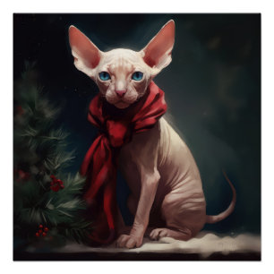 Sphynx Hond in Sneeuw Kerstmis Perfect Poster
