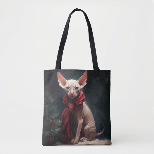 Sphynx Hond in Sneeuw Kerstmis Tote Bag (Voorkant)