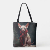 Sphynx Hond in Sneeuw Kerstmis Tote Bag (Achterkant)