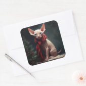 Sphynx Hond in Sneeuw Kerstmis Vierkante Sticker (Envelop)