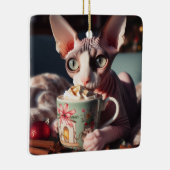 Sphynx Hot Cocoa Cat Christmas Keramisch Ornament (Rechts)