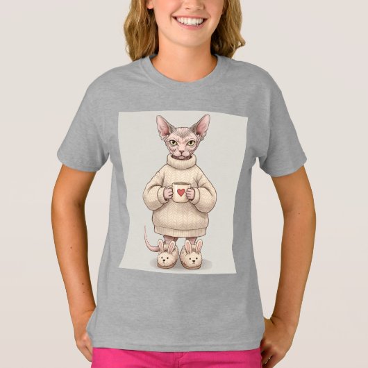 Sphynx In A Sweater And Slippers beroemd gemaakt d T-shirt (Voorkant)