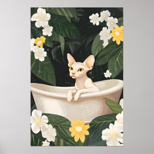 Sphynx in badposter, grappige katposter, Sphynx Poster