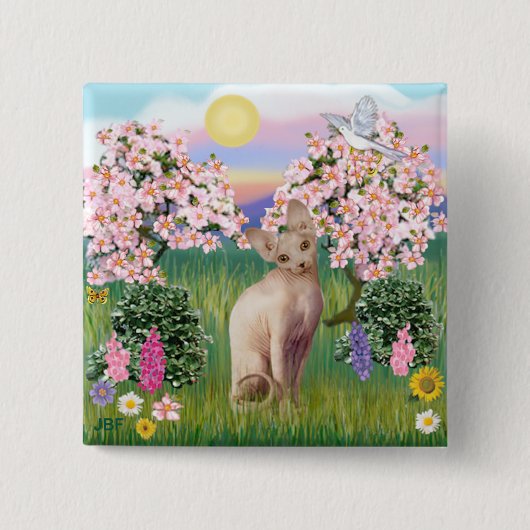 Sphynx Kat 1- Bloesems Vierkante Button 5,1 Cm (Voorkant)