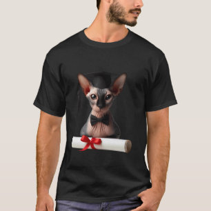 Sphynx kat afstudeerceremonie muts afgestudeerde d t-shirt