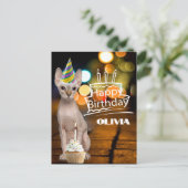 Sphynx Kat Birthday Pet Briefkaart (Staand voorkant)