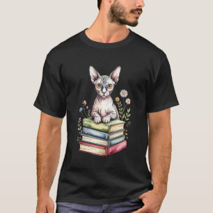Sphynx Kat Canadese Naaktkat Boeken Bloemen Boek T-shirt