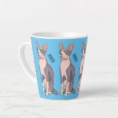 Sphynx kat cartoon illustratie latte mok (Linkerhoek)