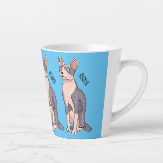 Sphynx kat cartoon illustratie latte mok (Rechts)