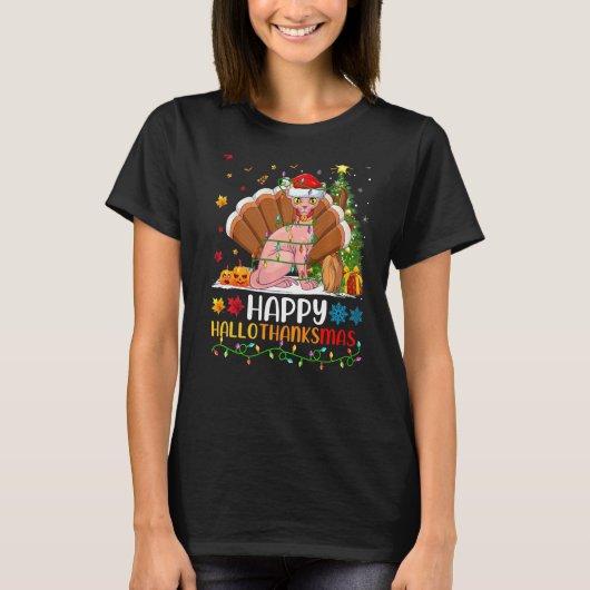 Sphynx Kat Dier Sphynx Kat Hellothanksmas T-shirt (Voorkant)