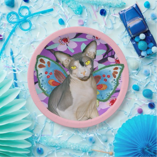 Sphynx Kat Fairy Engel Bloemenkunst Craft Party Papieren Bordje (Feest)