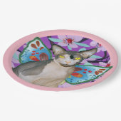 Sphynx Kat Fairy Engel Bloemenkunst Craft Party Papieren Bordje (Gekanteld)