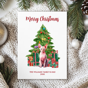 Sphynx Kat Familie Kerstmis Feestdagenkaart