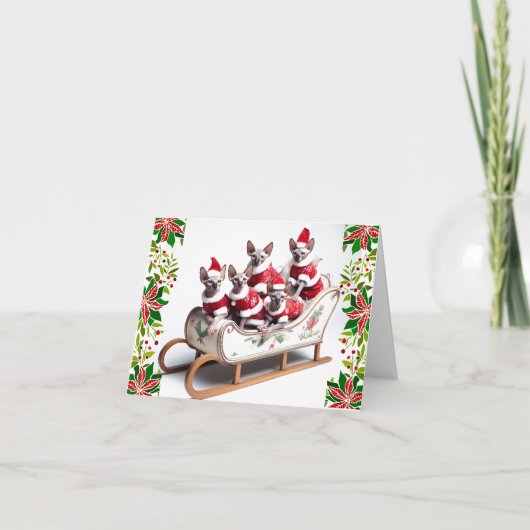 Sphynx Kat Familie Kerstmis Kaart (Voorkant)