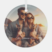 Sphynx kat familiehuisdier aangepaste foto kerst glas ornament (Voorkant)