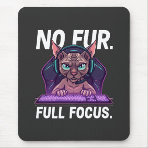 Sphynx Kat Gamer Volle Focus Neon Kunst Muismat
