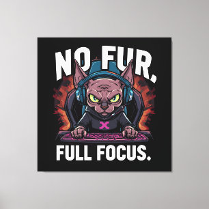 Sphynx kat gamer volledig gefocust kunstwerk canvas afdruk