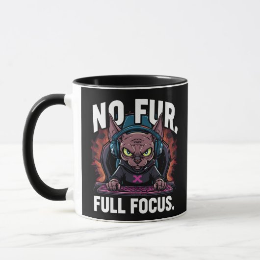 Sphynx Kat Gamer Volledige Focus Kunstwerk Mok (Links)
