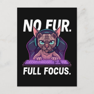 Sphynx Kat Gamer Volledige Focus Neon Kunst Feestdagenkaart