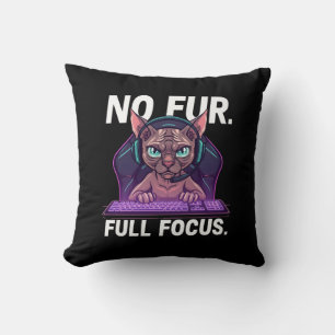 Sphynx Kat Gamer Volledige Focus Neon Kunst Kussen