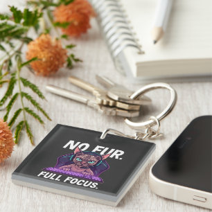 Sphynx Kat Gamer Volledige Focus Neon Kunst Sleutelhanger