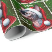 Sphynx Kat  Groen Kerstmis Cadeaupapier (Rol Hoek)