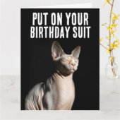 SPHYNX KAT HAARLOZE KAT grappig schattig Wenskaart Kaart (Gele Bloem)