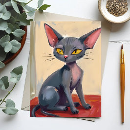 Sphynx Kat | Haarloze Kat Huisdier Aquarel Briefkaart