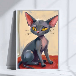 Sphynx Kat | Haarloze Kat Huisdier Aquarel Poster