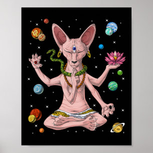 Sphynx Kat Haarloze Kat Zen Yoga Meditatie Geest Poster