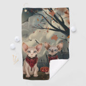 Sphynx Kat Halloween Griezelen Golfhanddoek (Insitu)