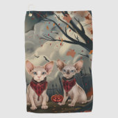 Sphynx Kat Halloween Griezelen Golfhanddoek (Voorkant)