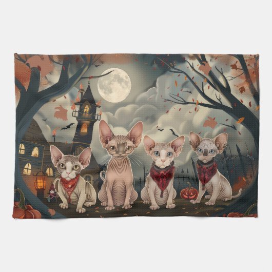 Sphynx Kat Halloween Griezelen Theedoek (Horizontaal)