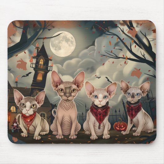 Sphynx Kat Halloween Griezelig Muismat (Voorkant)