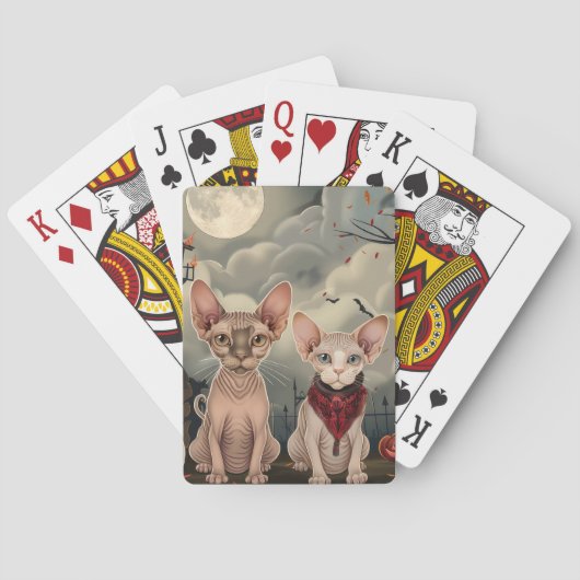 Sphynx Kat Halloween Griezelig Pokerkaarten (Achterkant)
